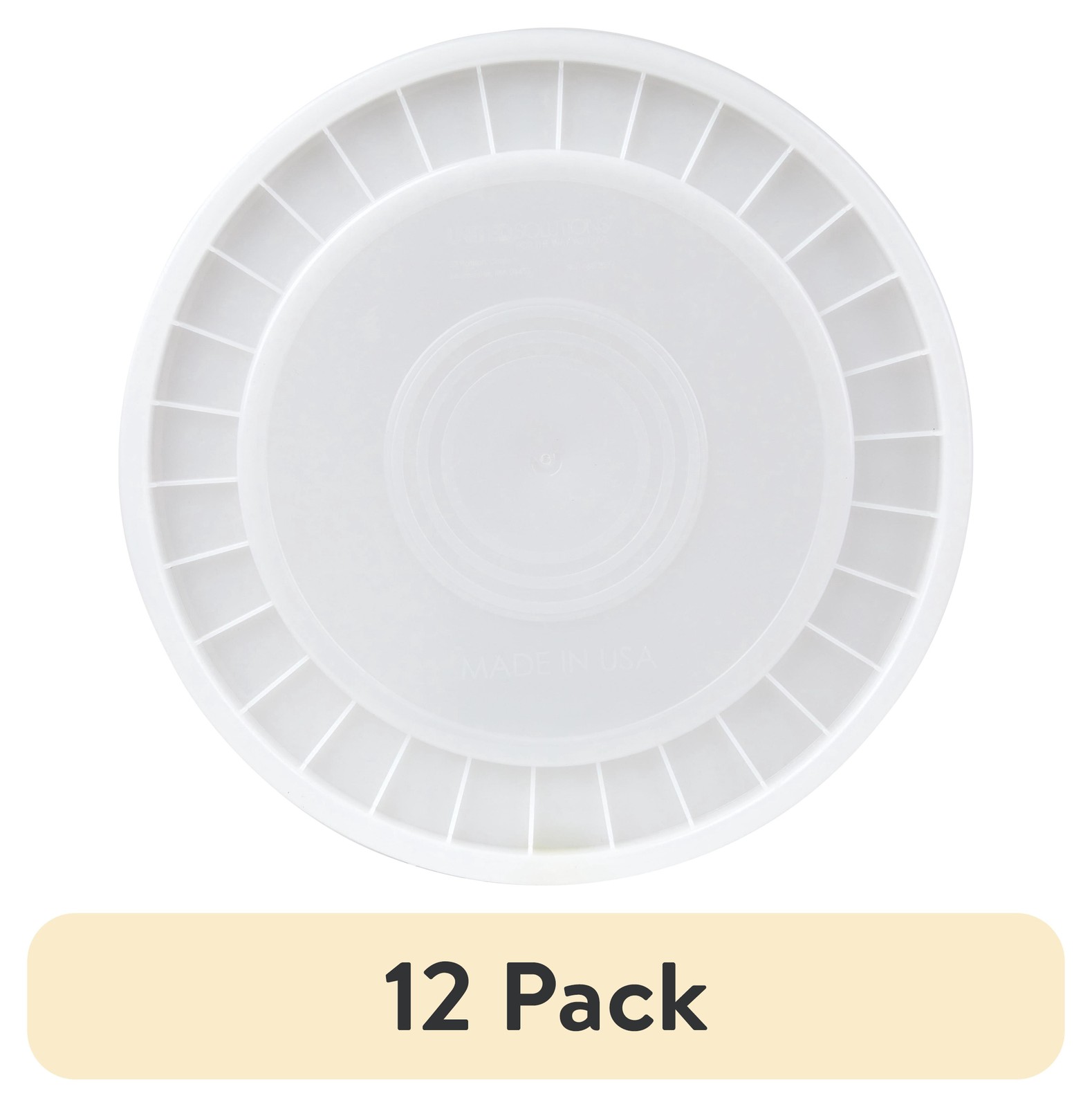 (12 pack 5 Gallon Round Plastic Utility Bucket Lid White 1 Each