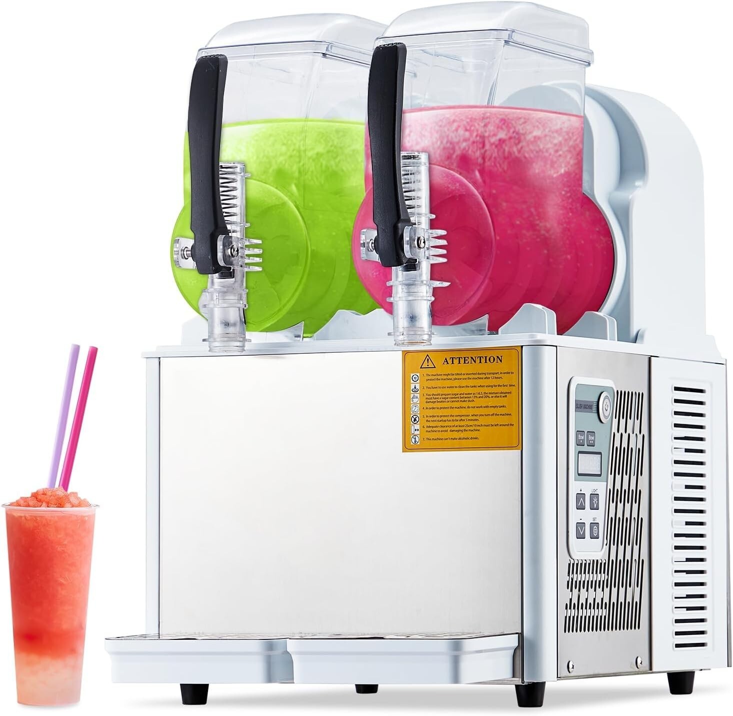 4L X 2 Commercial Slushie Machine, 370W Slushie Machine Frozen Drink Machine