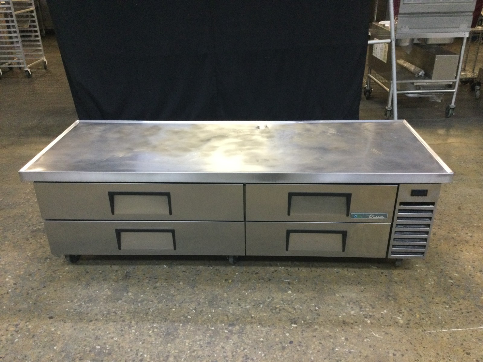 True TRCB-82-86HC 86″ Refrigerated 4 Drawers Chef Base on Casters Year 2024
