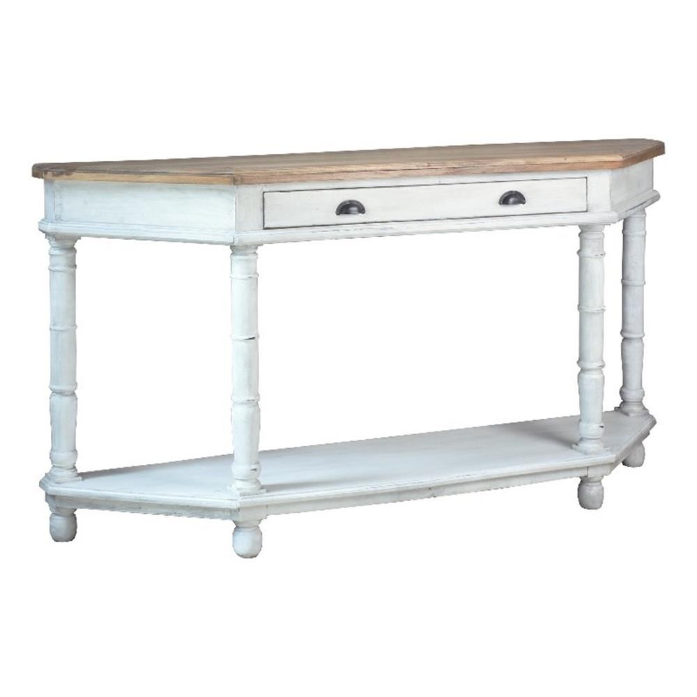 Sunset Trading Cottage Display Table White/Brown Solid Wood Fully Assembled