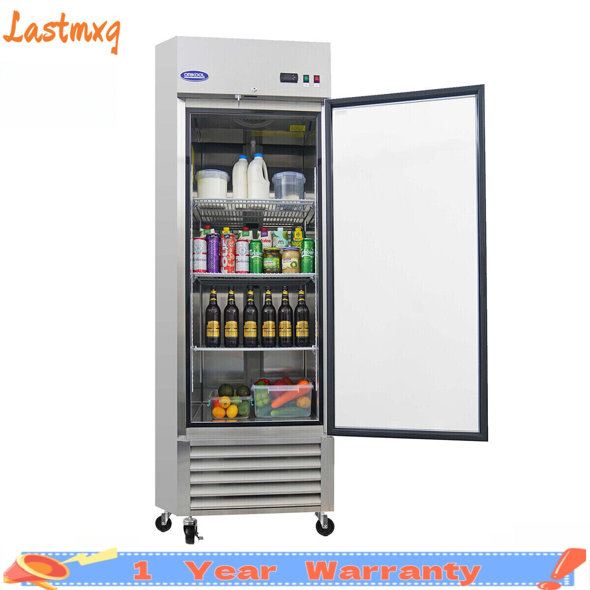 27″ Commercial Display Refrigerator 23 Cu.ft Stainless Steel with LED Lighting