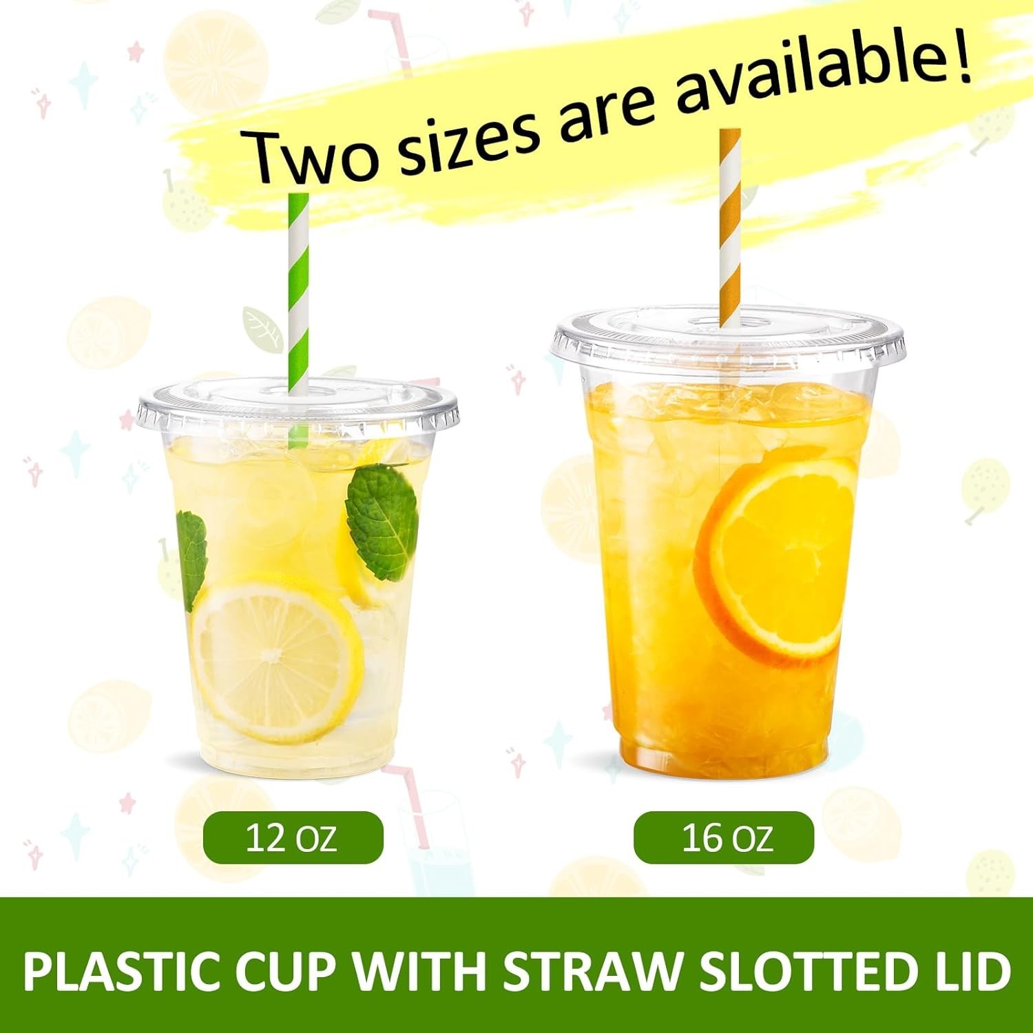 Leak-Proof Clear Plastic Cups with Lids, 100 Set