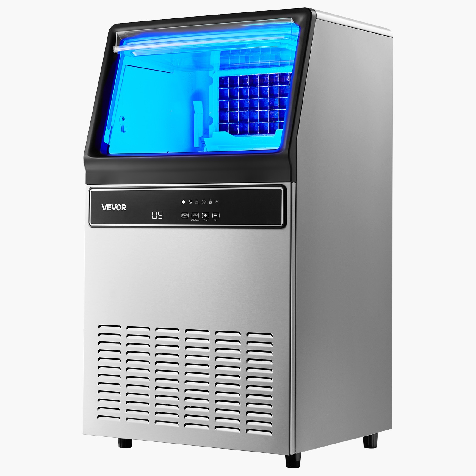 VEVOR Commercial Ice Maker 130Lbs/24H Ice Machine 33Lbs Storage Bar Restaurant