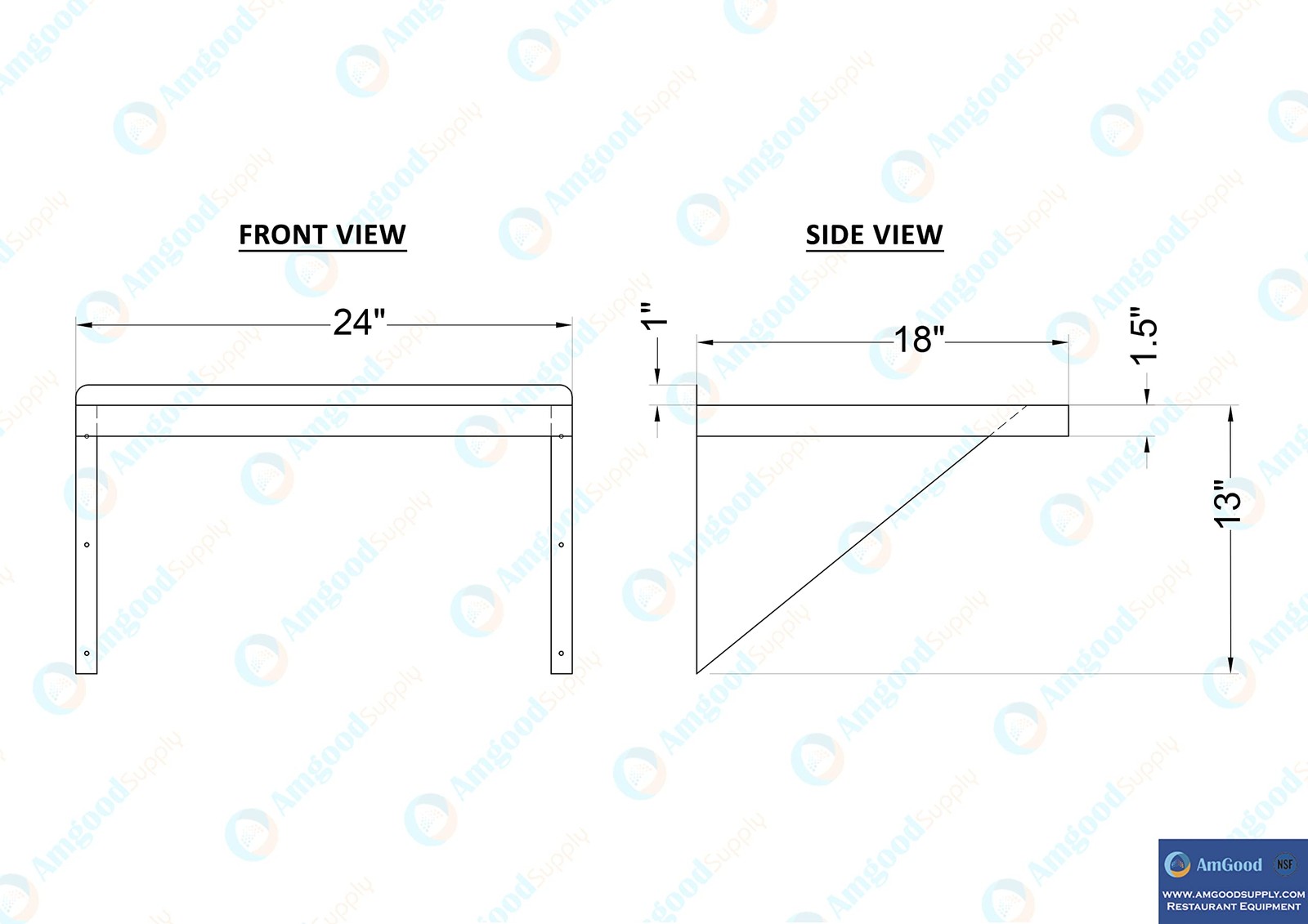 AmGood 18″ Width x 24″ Length | Stainless Steel x Length, Metal