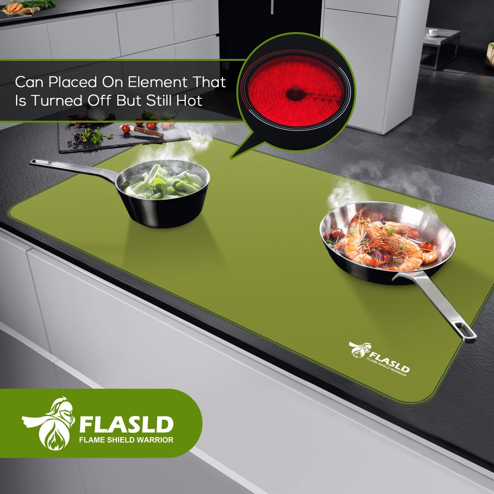 FLASLD Fireproof Stove Cover Protector for Electric 20×24 inch, Spinach Green