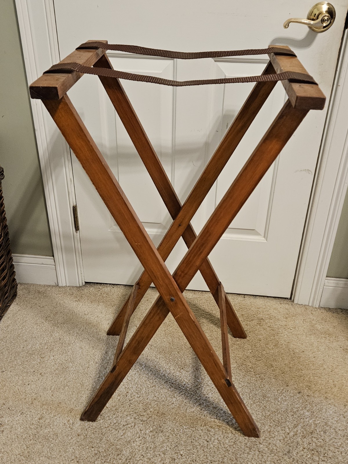 Vintage Restaurant Waitress Folding Server’s Tray Stand in Walnut Finish 38″