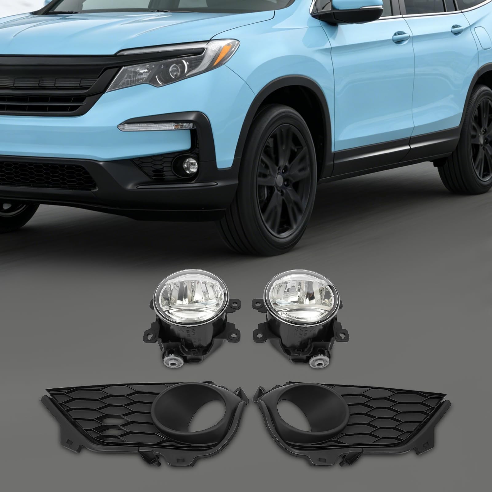 LED Fog Light Pair for 2019-2022 Honda Pilot Clear Black Housing OE 71102TG7A60