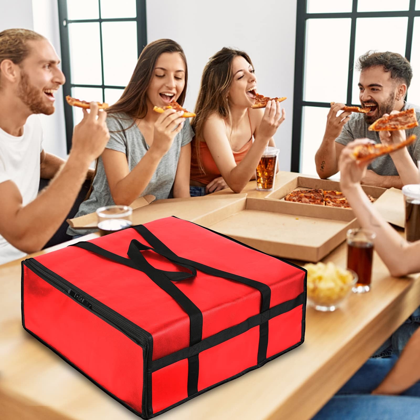Large Insulated Pizza Delivery Food Bag Triple Layer 20x20x6 Inch