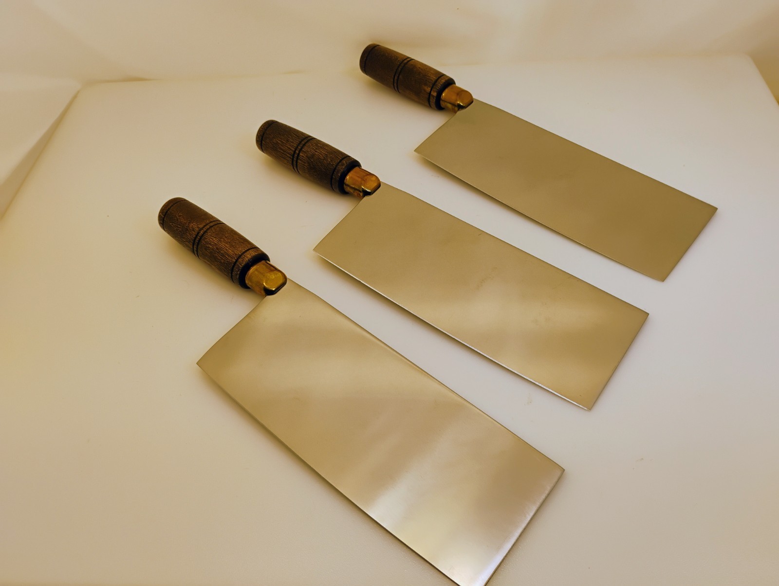 USA Made 8X3.25 in Set (3) Traditional Chinese Chef Knives Wood S5198 Stainless