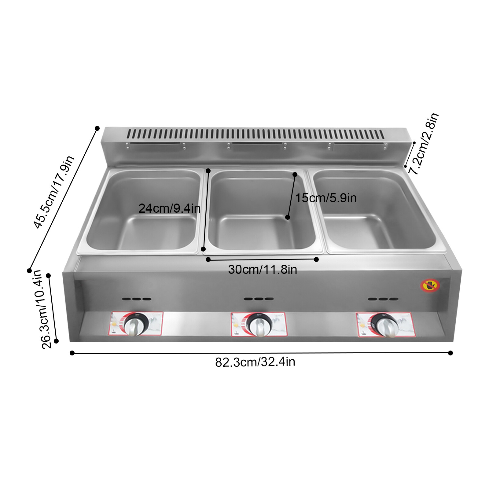 3-Pan Propane Gas Food Warmer Restaurant Tabletop Desktop Countertop Steam Table