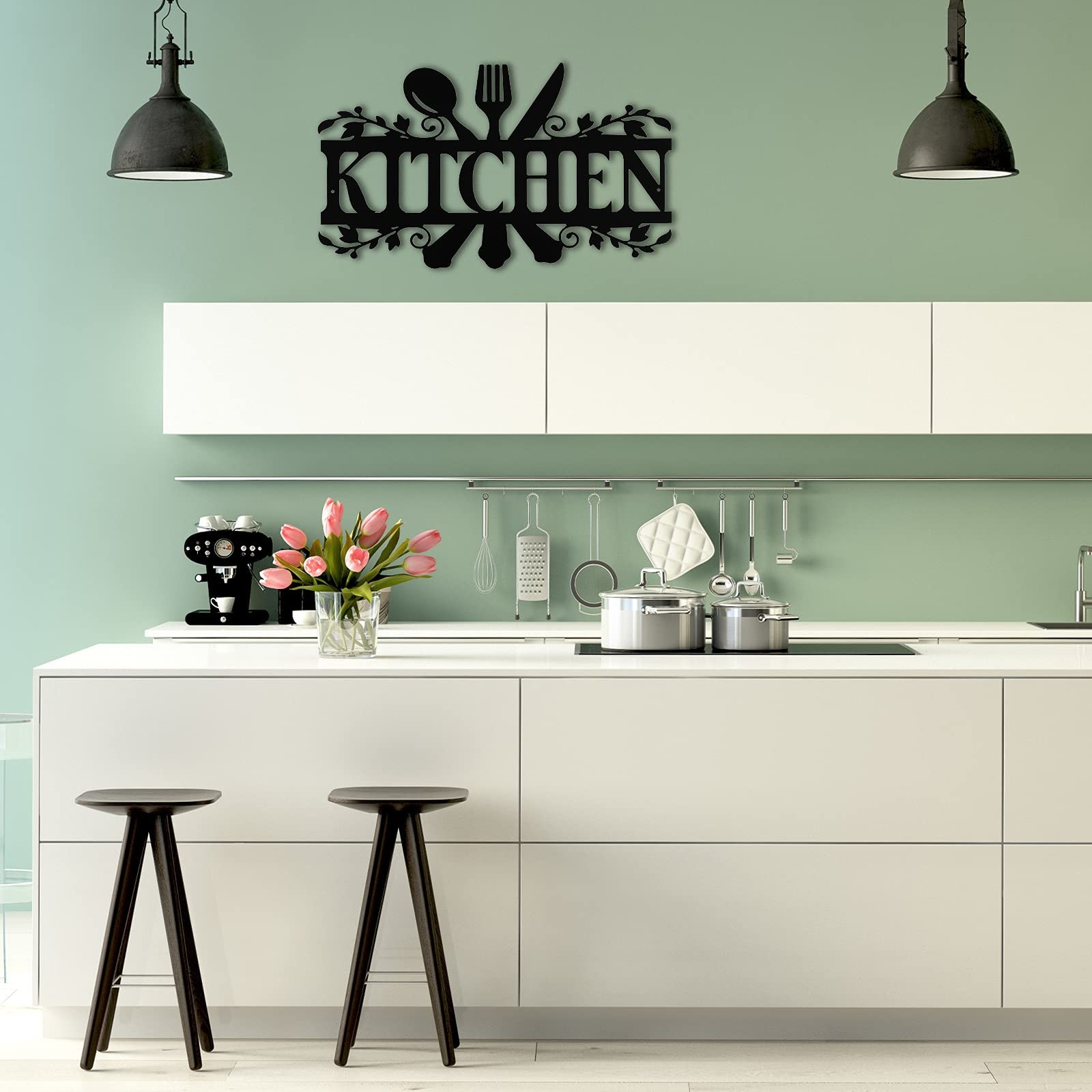 Hotop Black Kitchen Metal Sign, Farmhouse 14 x 8.8 inches,