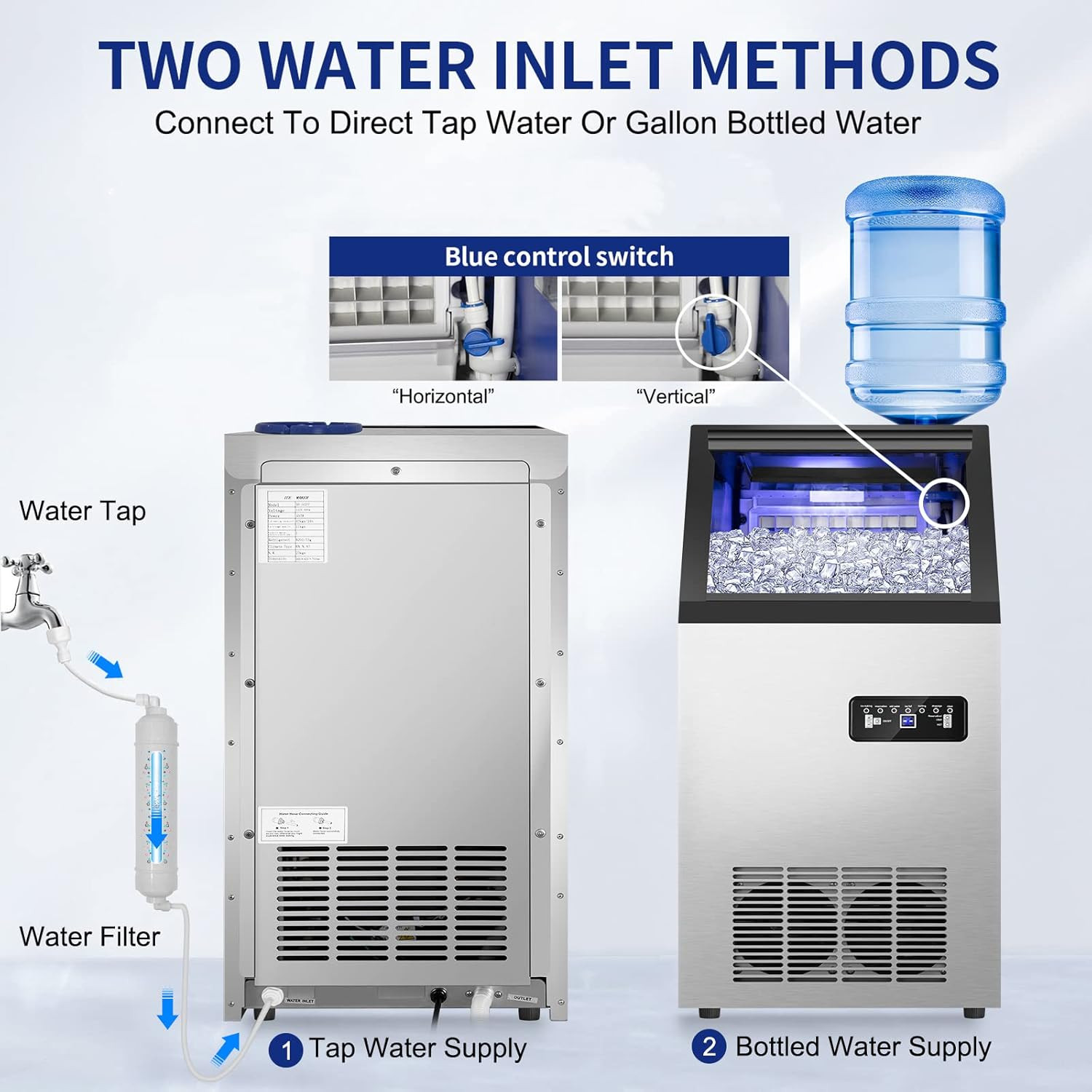 Commercial Ice Maker Machine 120Lbs/24H with 35Lbs Ice Capacity, 45Pcs Clear Ice