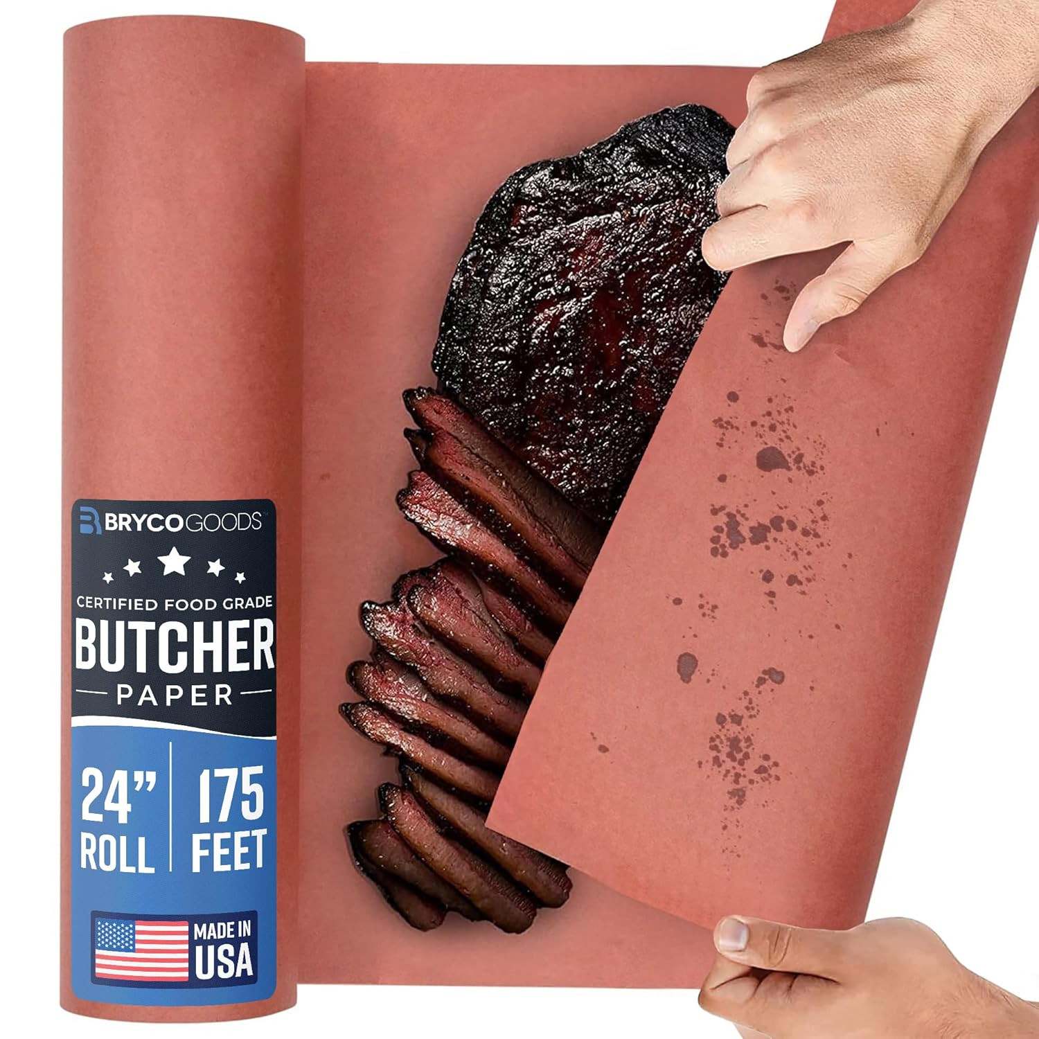 Pink Butcher Paper Roll – 24 Inch by 175 Feet – Made in USA – Food-Grade Peach B