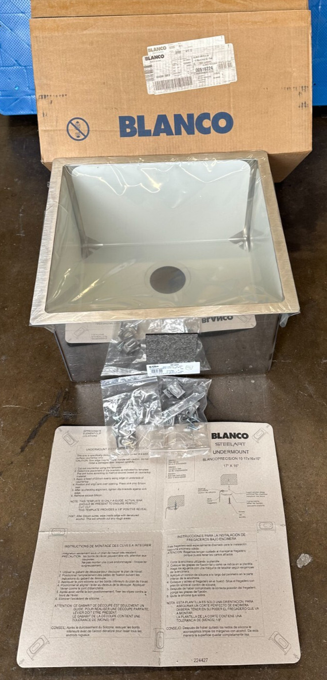 Blanco 516224 – BLANCOPR 17″ x 16″ x 10″ 1-Bowl U/M Stainless Steel Kitchen Sink