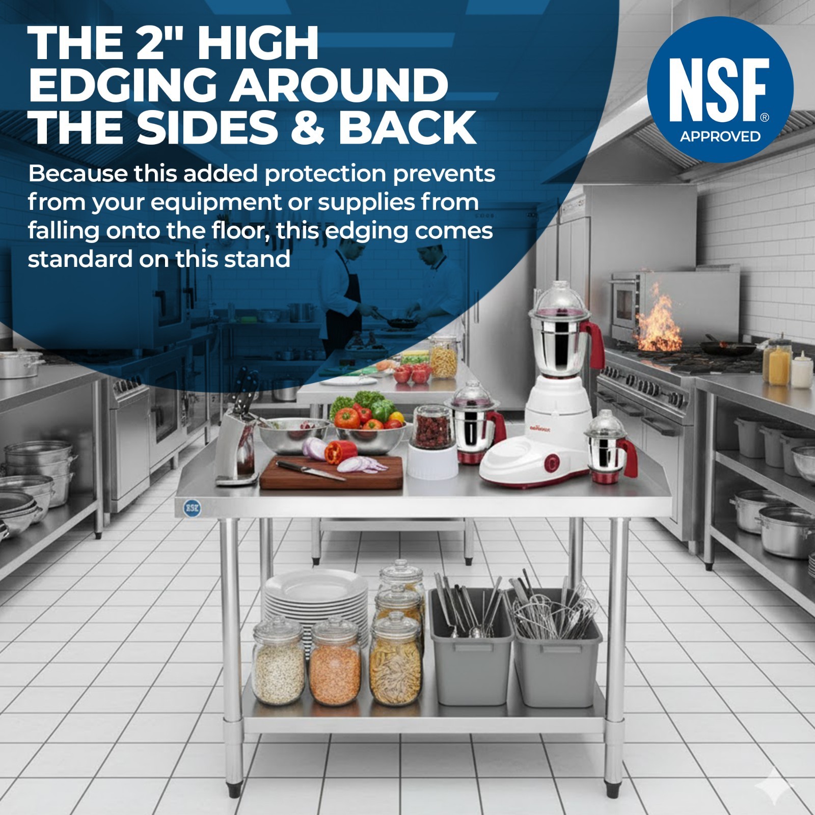 Stainless Steel Equipment Grill Stand Table with Adjustable Undershelf 24″x60″