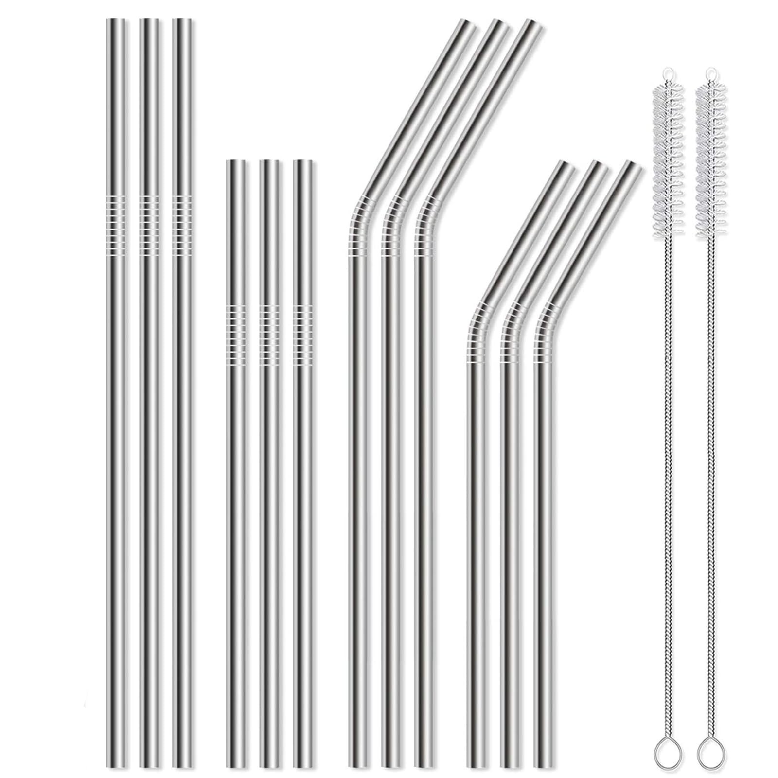 Lydnvjx 12 Pack of Reusable Stainless Steel 10.5inch and 8.5inch, Silver
