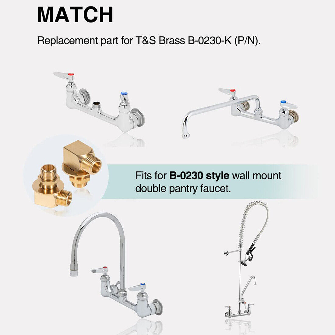For TS Brass B-0230-K Installation Kit Wall Mount Faucet 1/2″ NPT Short Elbow