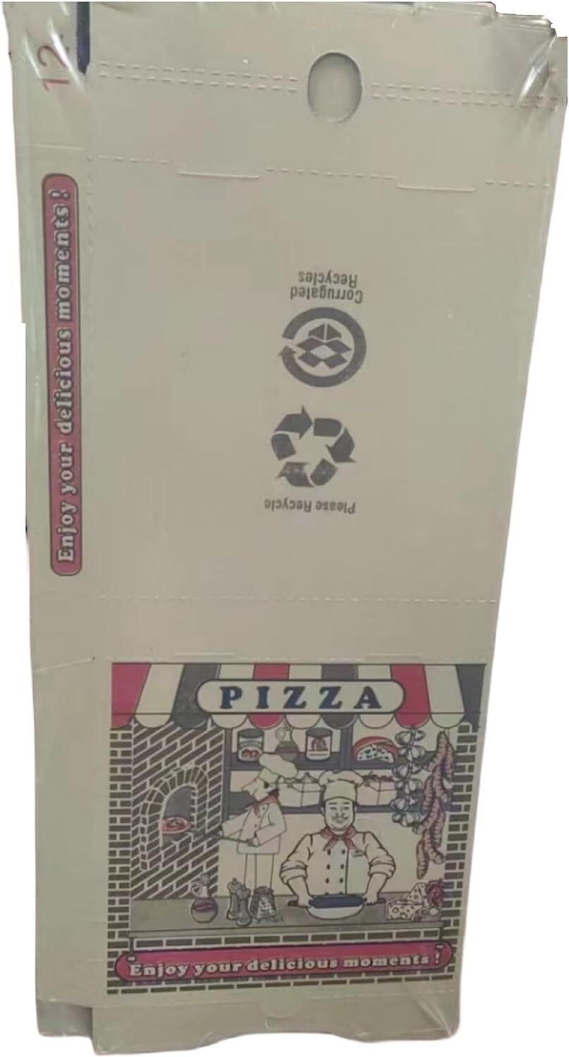 10 x 10 12 x 12 14 x 14 16 x 16 18 x 18 H 2″ White Pizza Boxes with Design 50 Pk