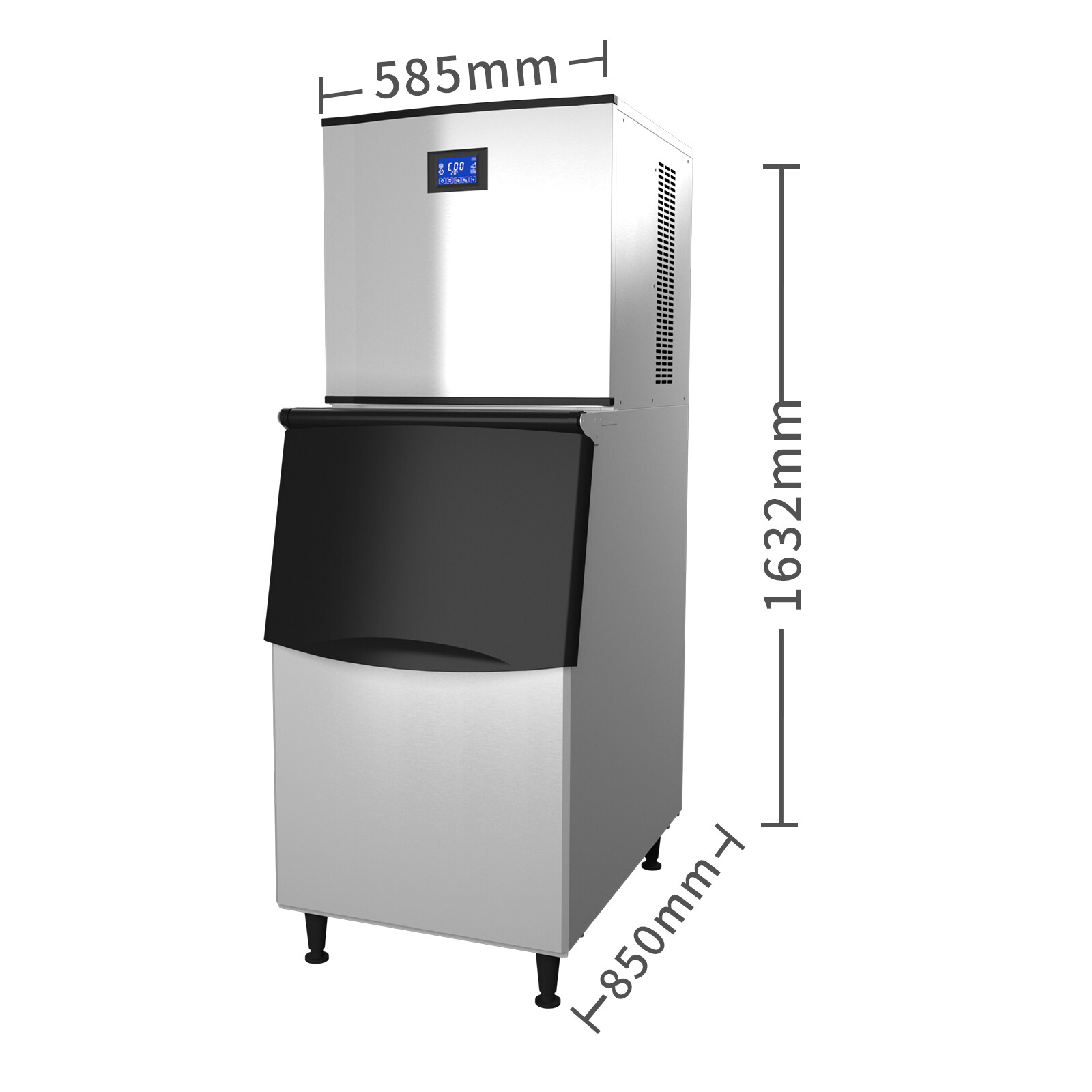 Lojok Commercial 110V 1200W Freestanding Ice Maker 550LBS/24H with 350LBS Bin