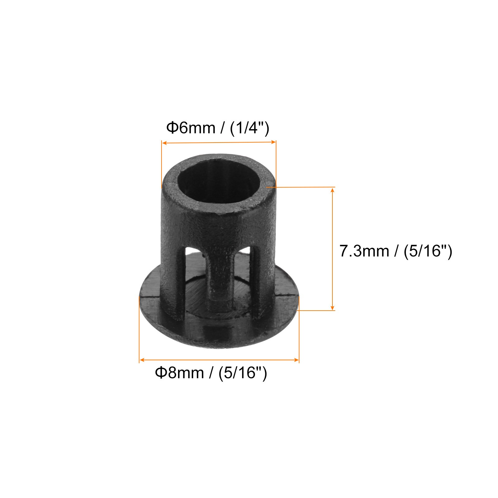 32Pcs 6mm(1/4′) Black Nylon Plastic Round Locking Hole Plugs Insert End Caps