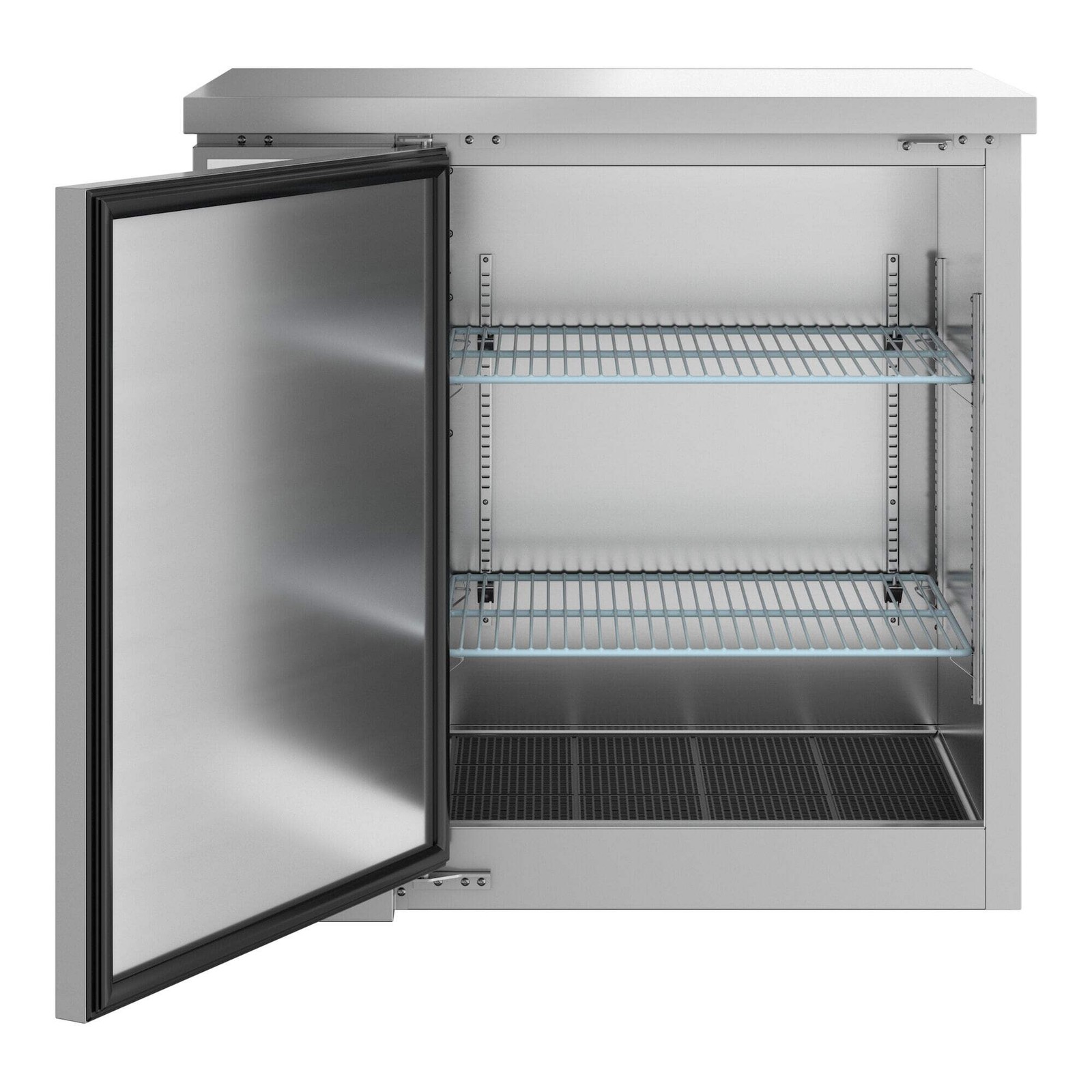 36″ Stainless Steel Counter Height Solid Door Back Bar Refrigerator w/ LED Light
