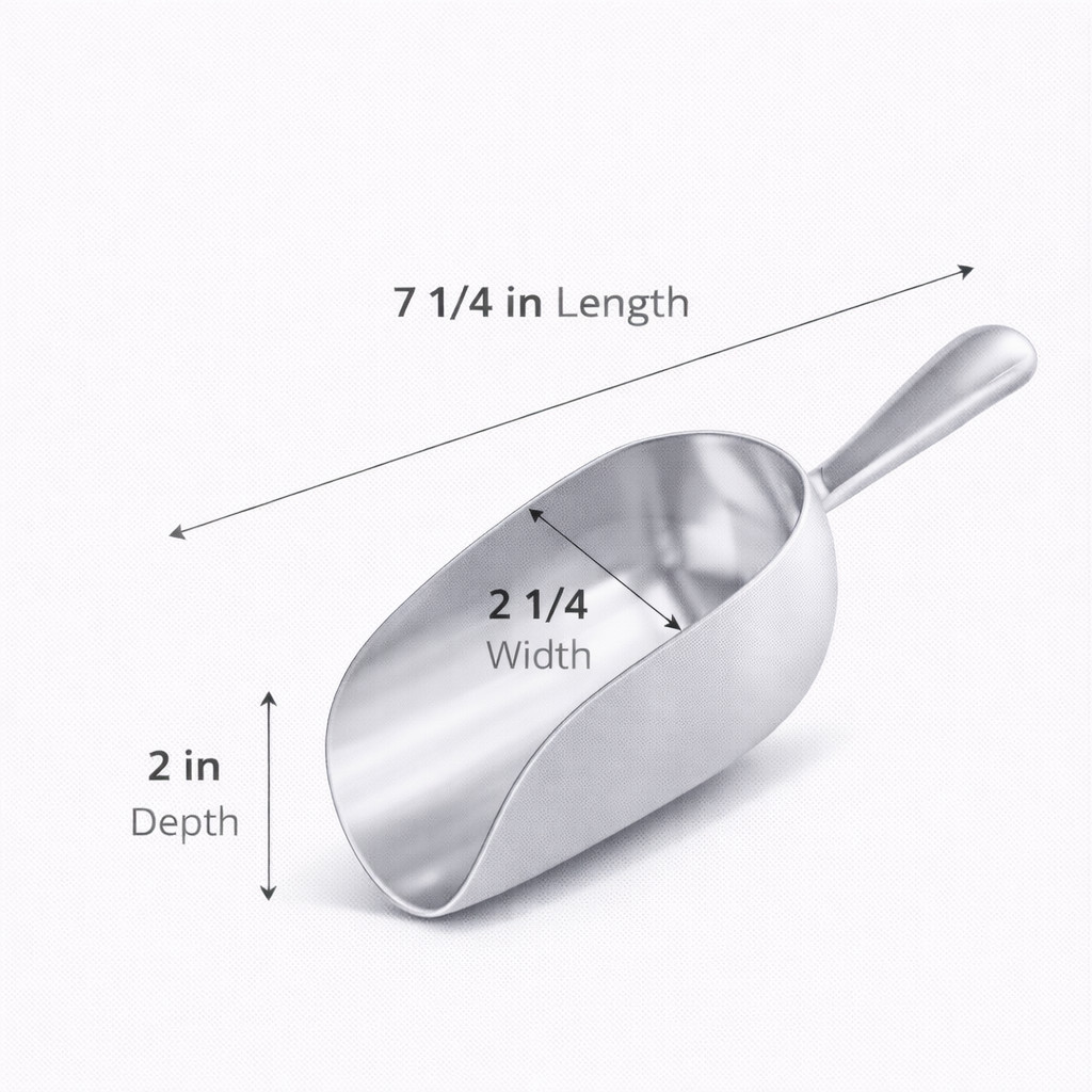 5 oz One-Piece Aluminum Scoop Ice Candy Flour Popcorn Utility Scoop Silver