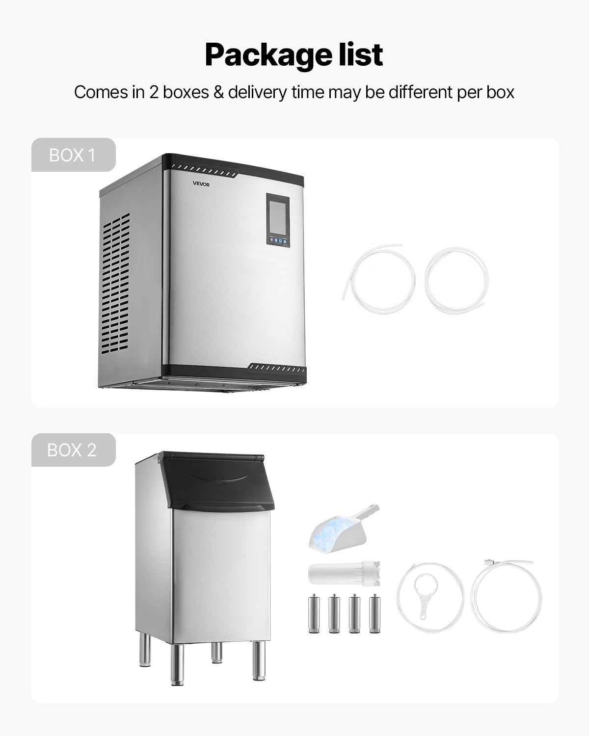 VEVOR Commercial Ice Maker 800LBS/24H with 300LBS Storage Bin Auto Self-Cleaning