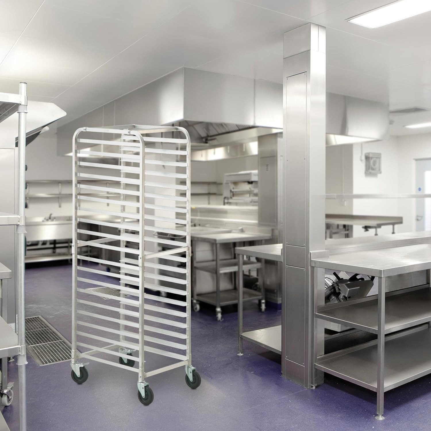 20-Tier Bakery Rack with Wheels, Aluminum Storage for Sheet Pans 26″x20