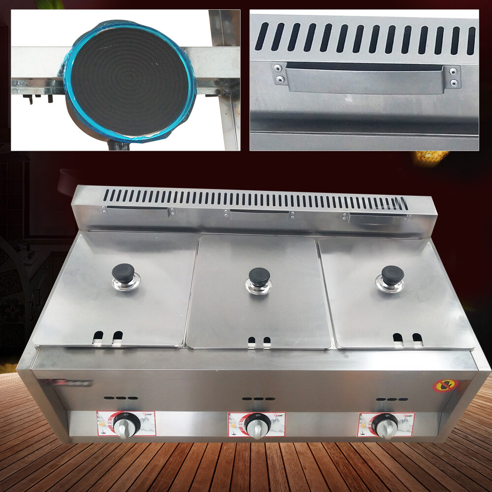 3-Pan Propane Gas Food Warmer Restaurant Tabletop Desktop Countertop Steam Table