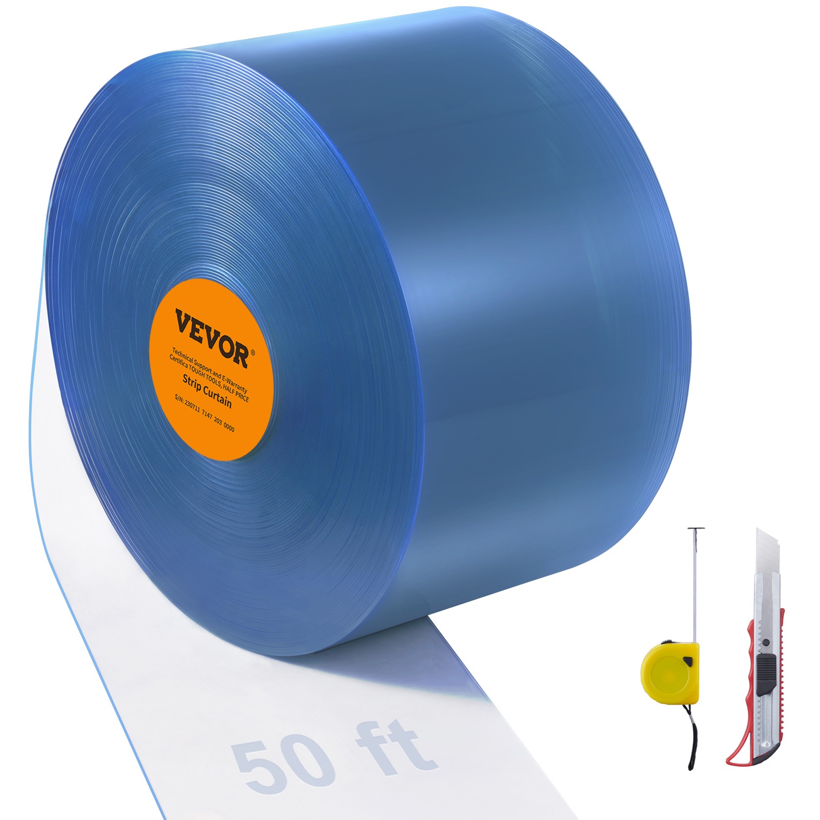 VEVOR PVC Strip Curtain 50 ft x 8 in Plastic Door Strip Bulk Roll for Doorways