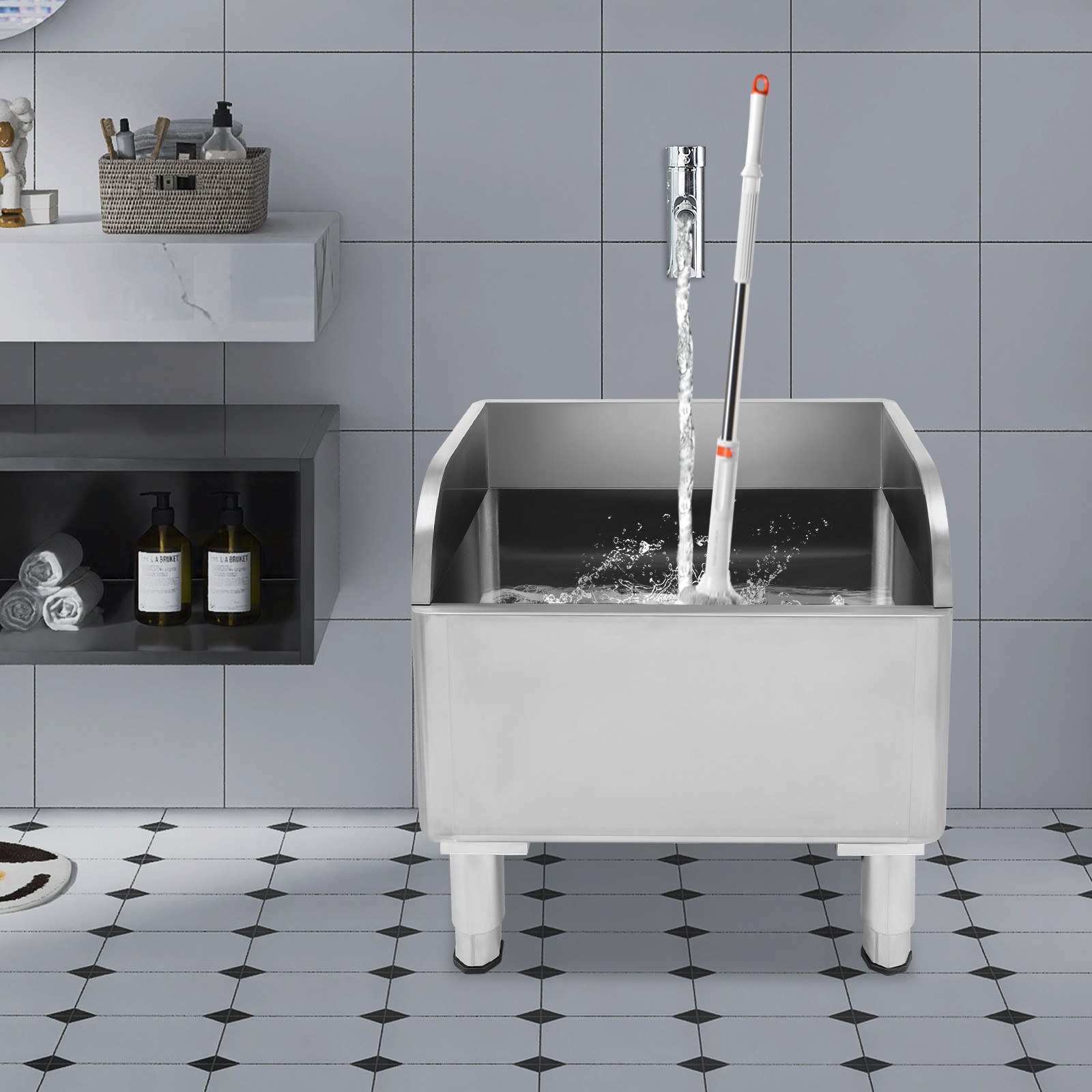 Commercial Mop Sink Stainless Steel Mop Sink with Legs Floor Mop Sink