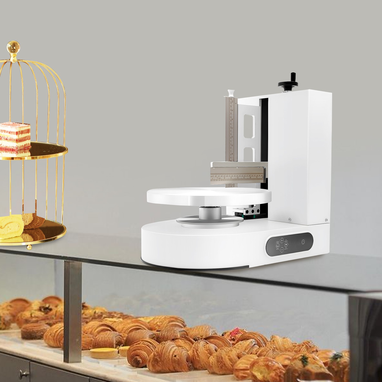 200W Decorating Machine 4-12in Auto Cake Icing Smoother Coating Scraping Machine