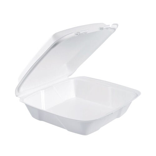 Dart 90HT1R Foam Hinged Lid Containers, 9.01×9.4×3.1, 200/CT, CA & WA Restricted