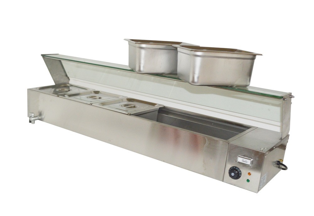 110V 5 Pans*1/2 Size Commercial Buffet Food Warmer with Glass Sneeze Guard