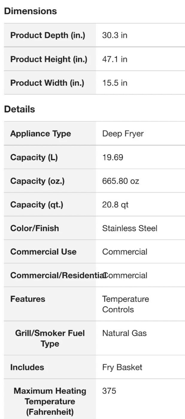 Magic Chef 20.80 Qt. 40 lbs. Stainless Steel Natural Gas Commercial Fryer