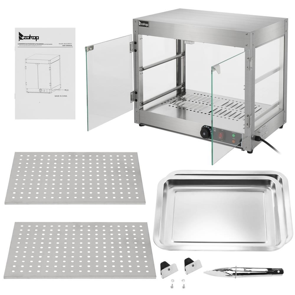 2 Tier Electric 800W Food Warmer Display Case Commercial Food Pizza Showcase New