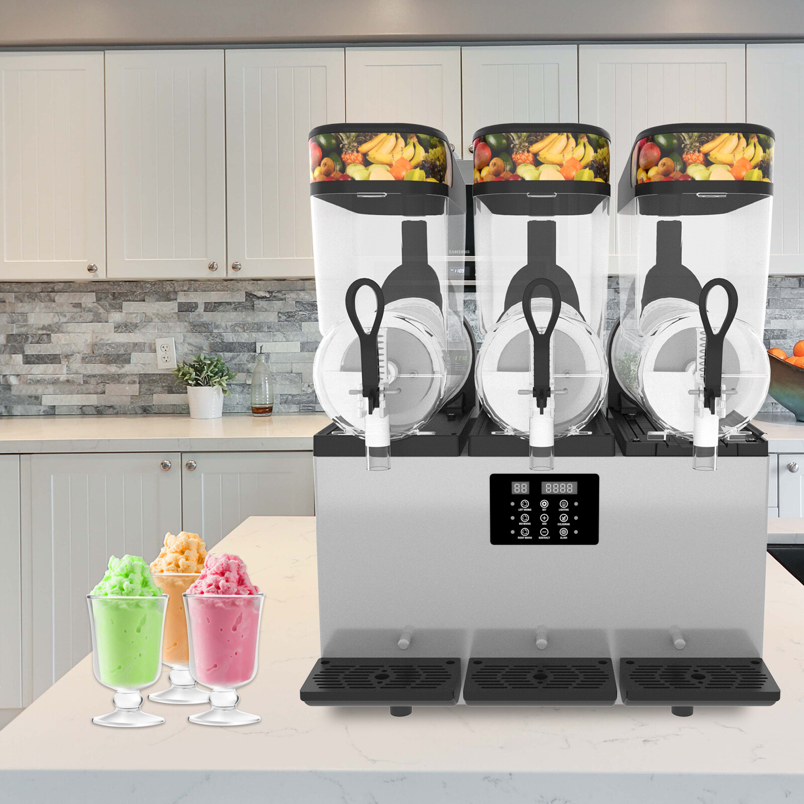 TECSPACE Commercial 1/2/3 Tank 12/24/36L Frozen Drink Slushy Making Machine USA
