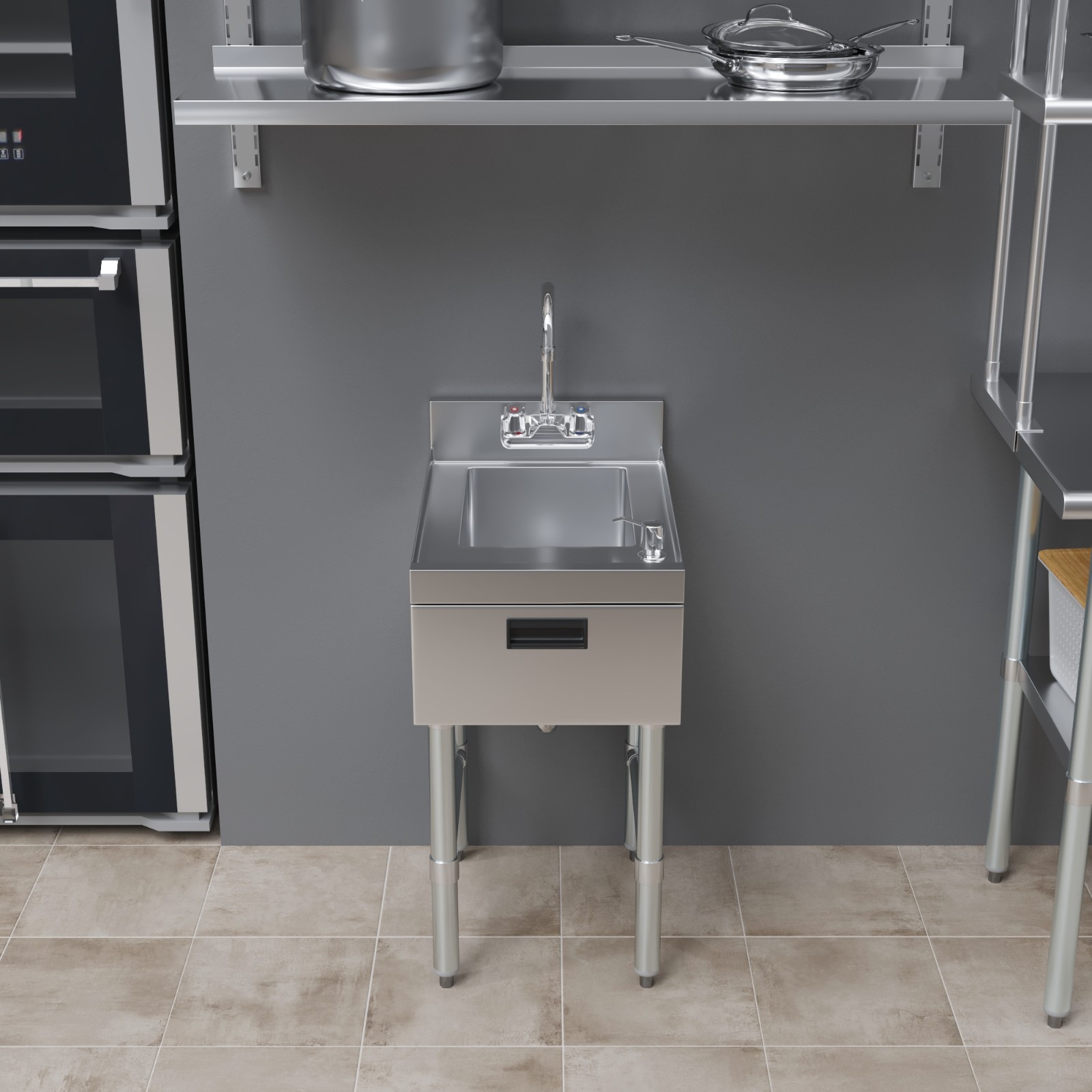 22 in. x 15 in. Underbar Hand Sink with Soap and Towel Dispenser