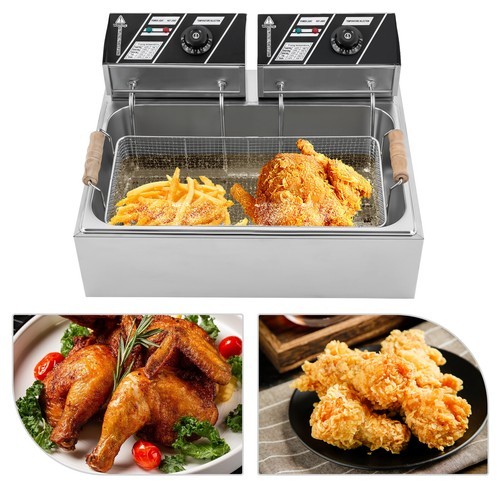 3400w Commercial Electric Deep Fryer 6l+6l Dual Tank Commercial W/ Fry Basket US