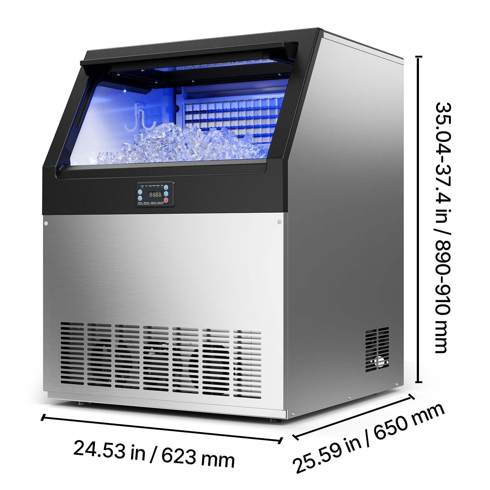 Uimoso 360lb Commercial Ice Machine 85lb Storage Freestanding Ice Maker Machine