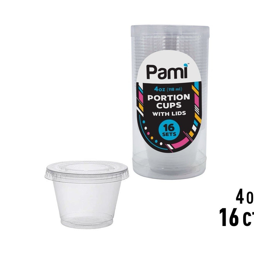 Pami 4 oz Round Portion Cups with Lids Cup/Lid/Sleeve Combo 16 Sets