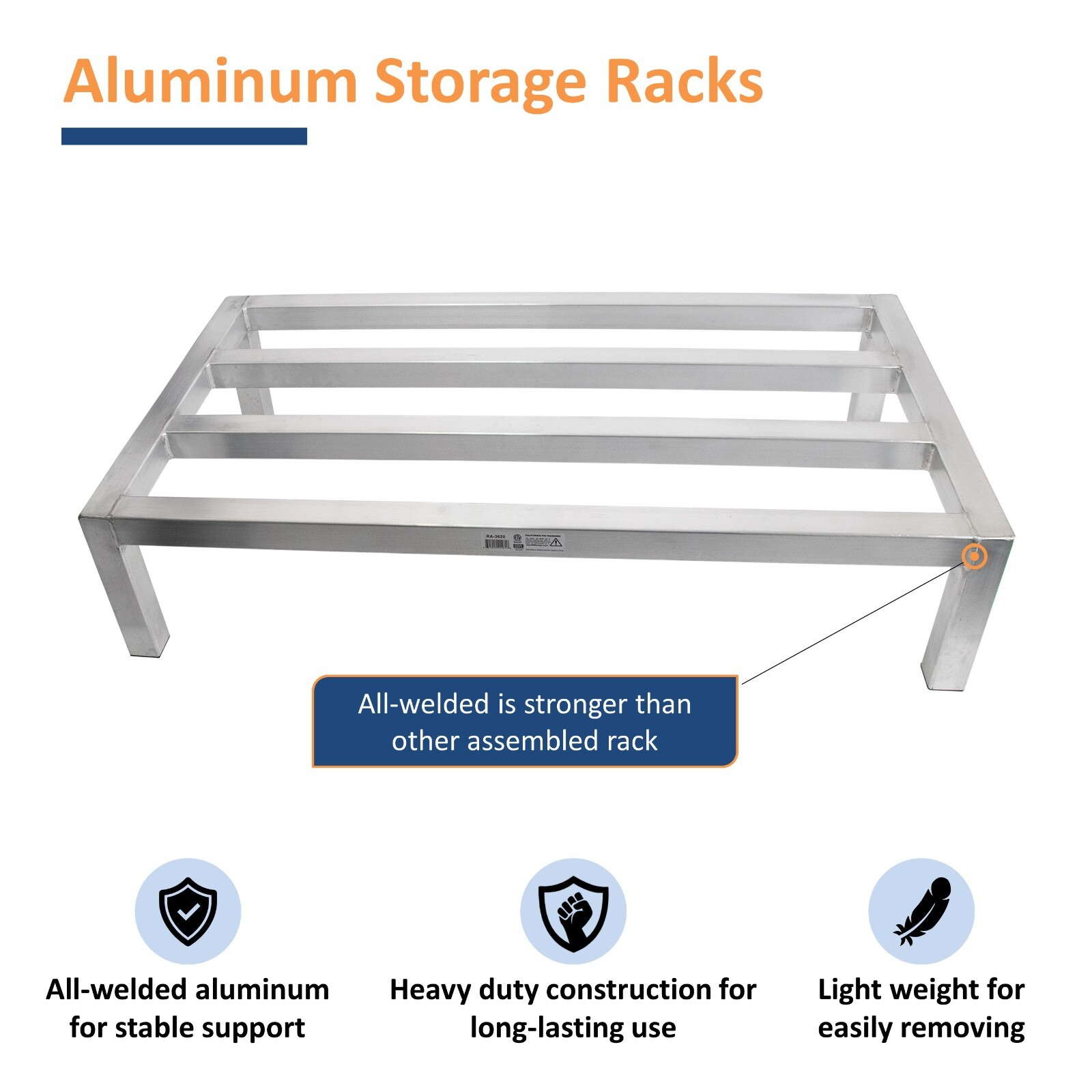 GSW 48″W x 20″D x 8″H Aluminum All-welded Dunnage Racks for Floor Storage