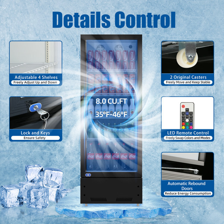 NEW 8 Cu. Ft Commercial Display Refrigerator 1 Door Merchandiser Beverage Cooler