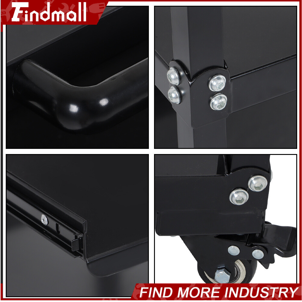 Findmall Aluminum Mobile Working Platform Hand Cart 3-Shelf With Keyboard Tray