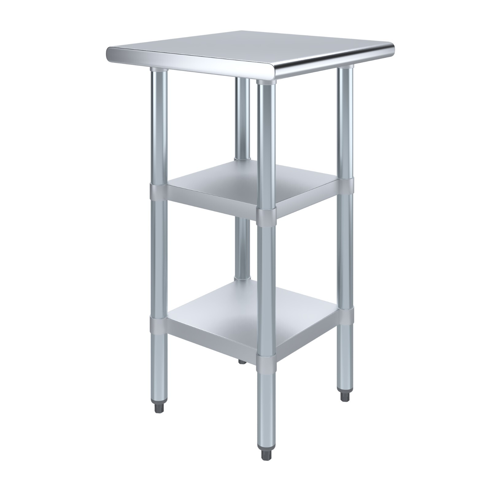 20 in. x 20 in. Stainless Steel Work Table with 2 Shelves | Metal Utility Table