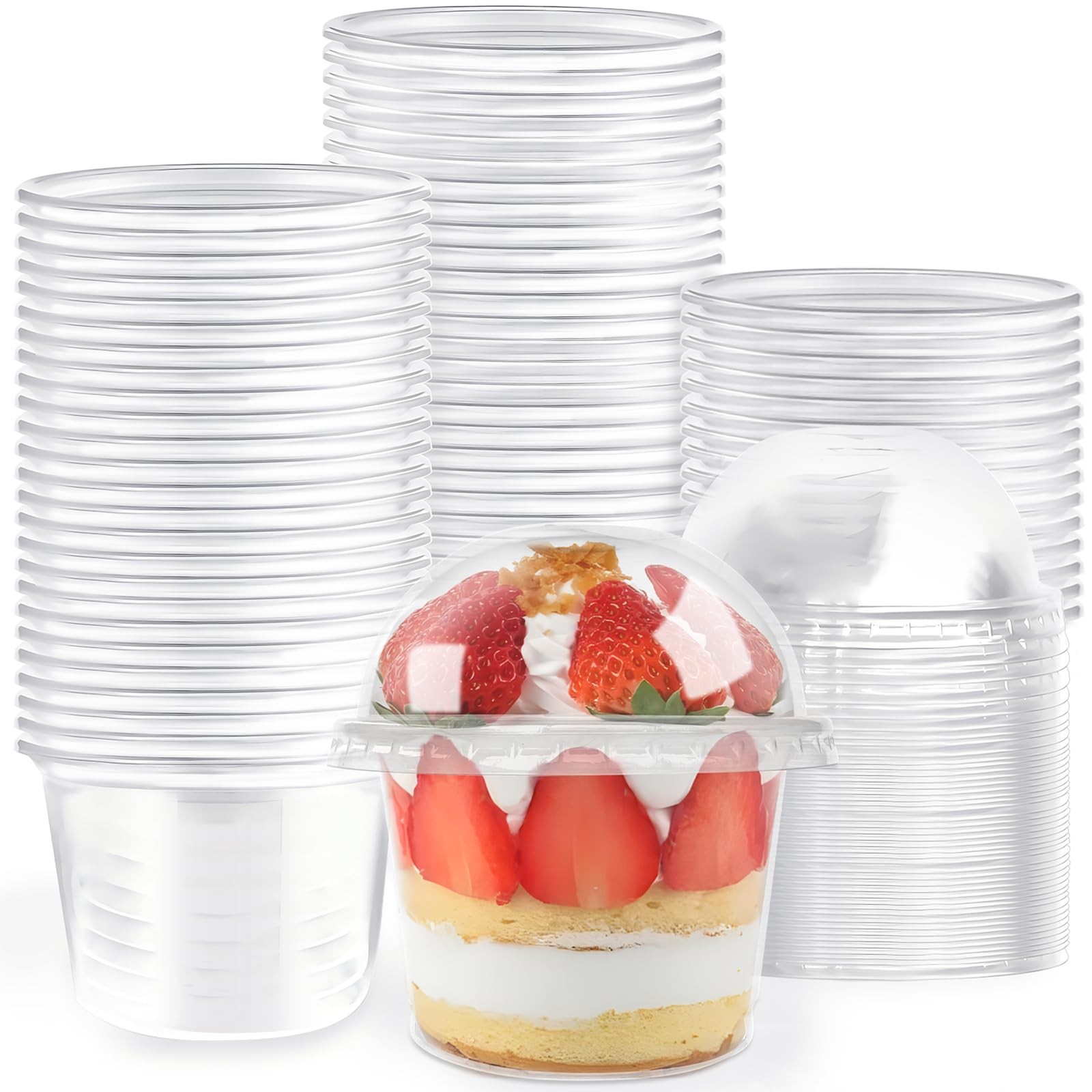 Jnnzzggu 50 Pcs 8 OZ Disposable Plastic Cups with Dome Lids, 50pcs 8oz, Clear