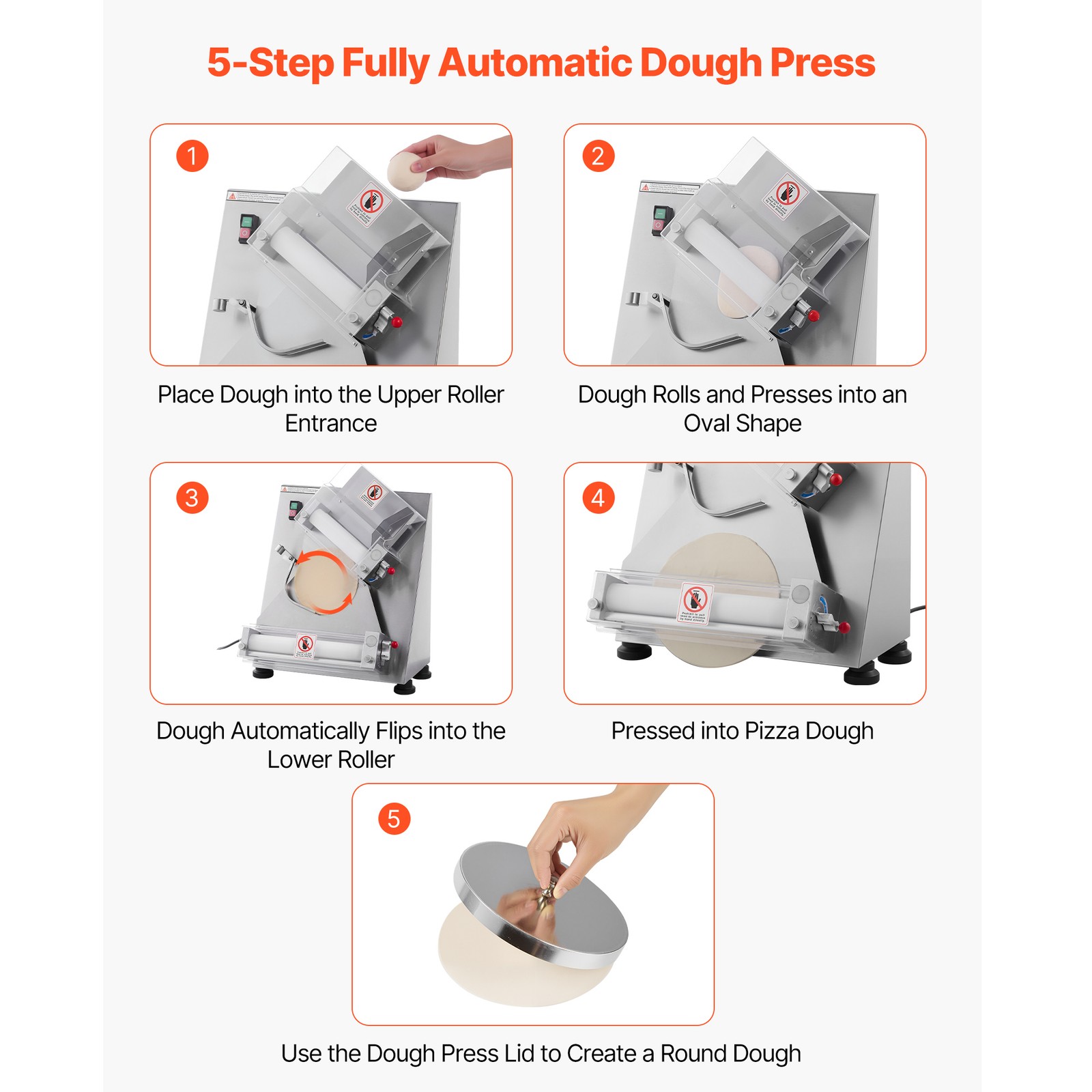 Uimoso 3-14″ Automatic Dough Roller Machine Commercial 370W Dough Press Maker