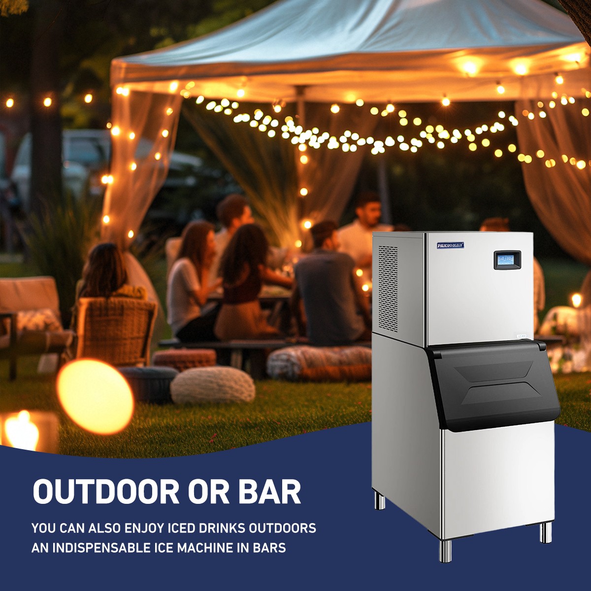 800lbs/24H Ice Maker (Commercial): 1201W SECOP Compressor + Large Storage Bin