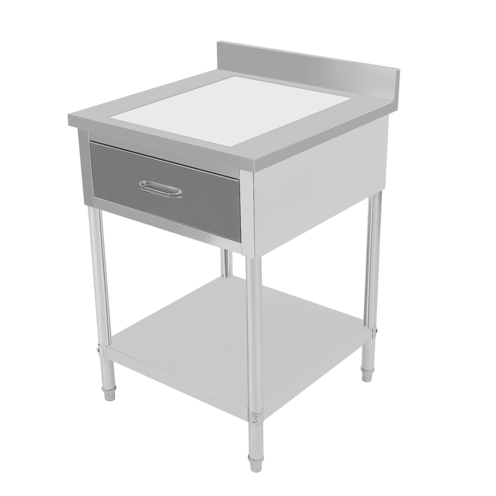 2 Layers Stainless Steel 24″x24″ Kitchen Work Table Food Prep Table With Drawer
