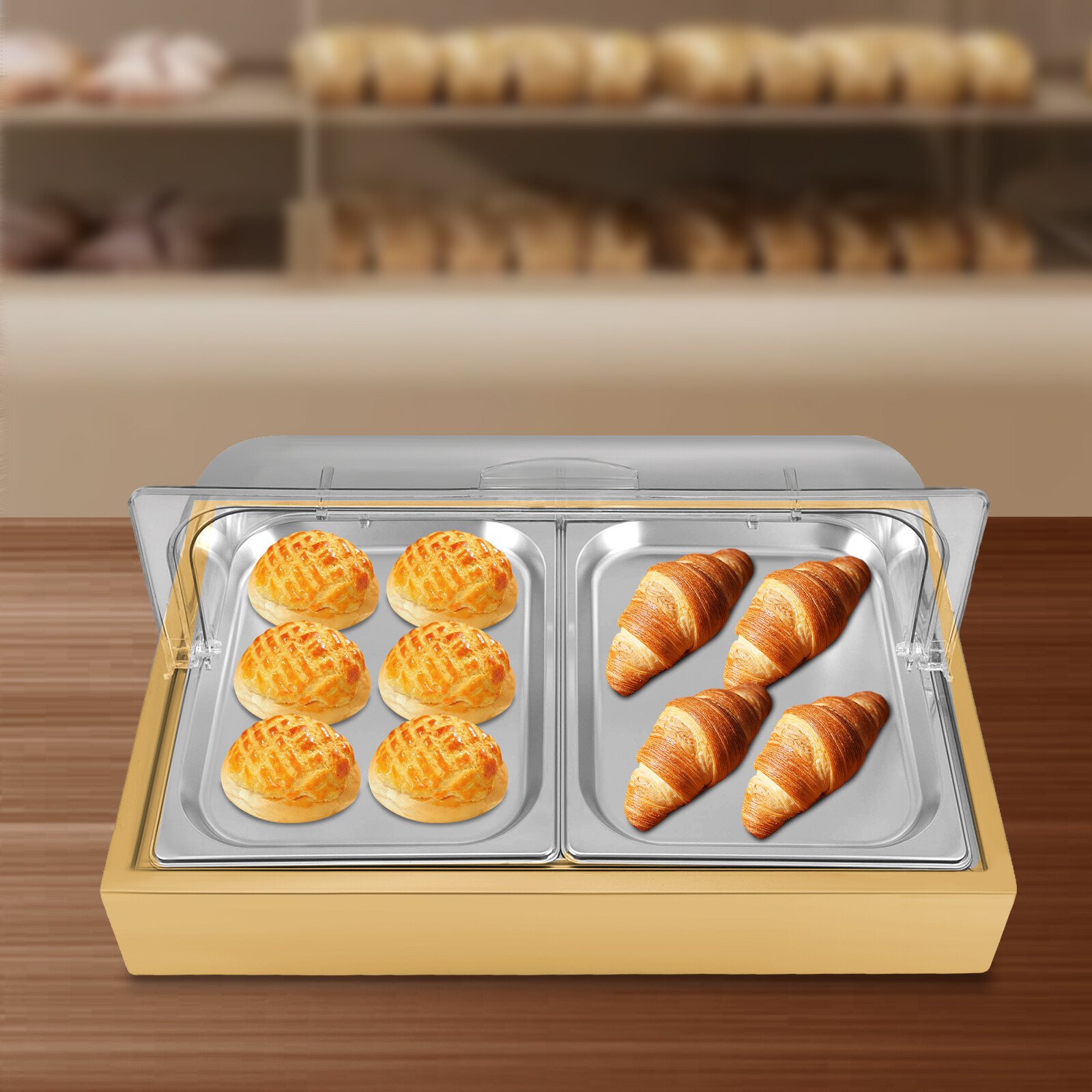 Dual Tray Buffet Food Serving Tray Modern Rectangular Tabletop Food Display Tray